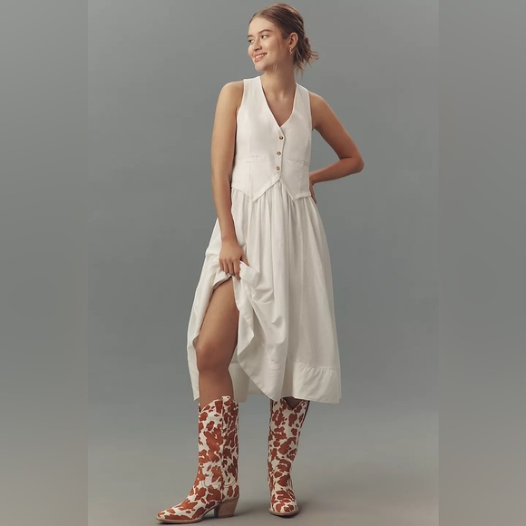 NWT Size 3X - Anthropologie Vest Twofer Cotton Midi Dress (NWT US$ 178) - Picture 5 of 16